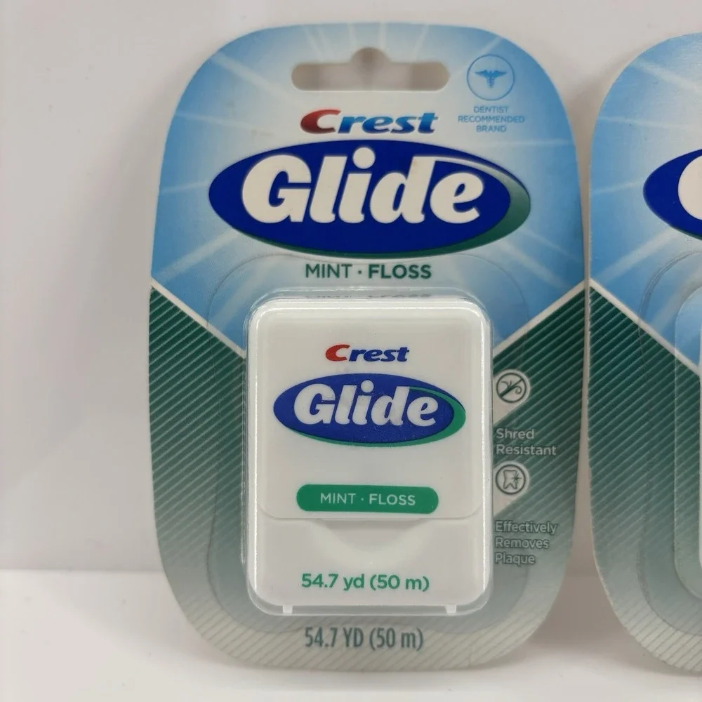 2 Crest Glide Mint Dental Floss Sealed 54.7yd Shred‎ Resistant Mint Flavored VTG